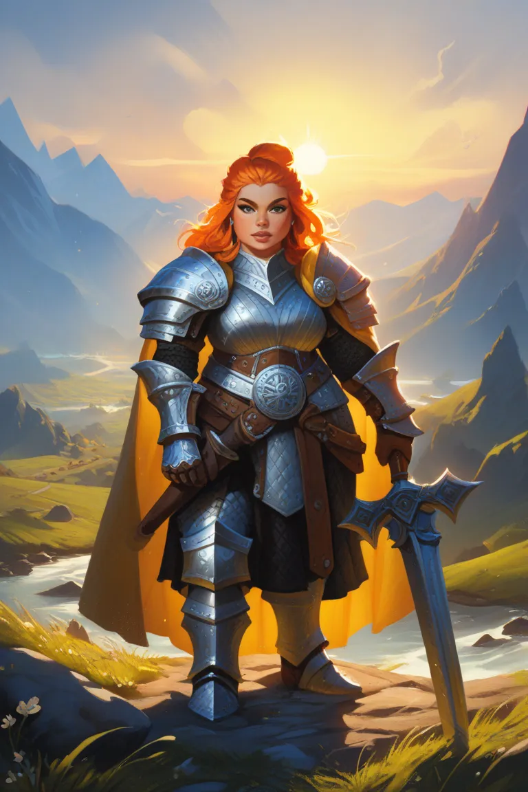 female dwarf, warrior, medieval fantasy