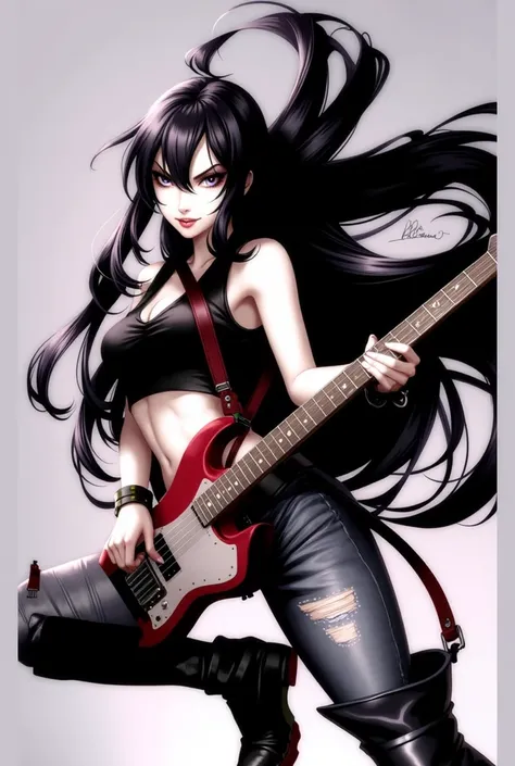 Based on this image, Play a Marceline from Adventure Time playing her Machado guitar.