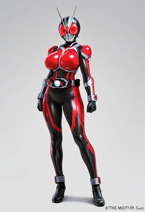 (best quality)), ((masterpiece)),full body,The motif is a magical girl、 female Kamen Rider 、Big Breasts、Rider Belt