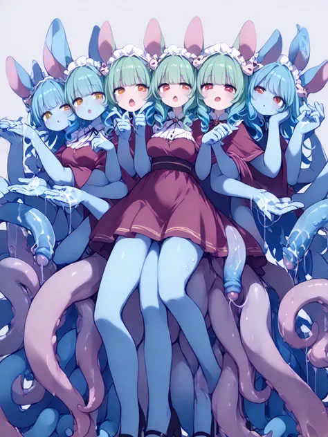 (a lot of heads with extra torsos: 1.5), (extra body: 1.5), girl’s heads being parasitized by slime girl with multiple tentacle penis, BREAK, a lot of tentacle extra limbs, (a lot of extra arms: 1.5) , (3 heads: 1.5), (two heads: 1.5) , multiple girls , br...