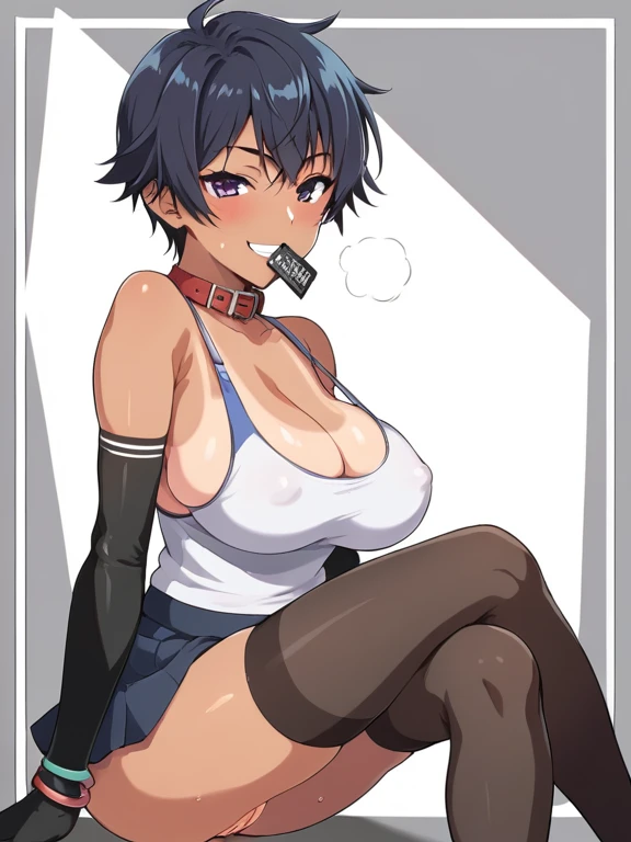  score_9,  score_8_up,  score_7_up,  source_ANIME BREAK NSFW， uncensored，Takeda Hiromitsu Ryu  ,1 girl,   tomboy , Anatomically correct gal,  breast , Big Breasts,  tan lines by Sundance,   's illustration  ,  anatomically accurate ,  wears a pet collar wi...