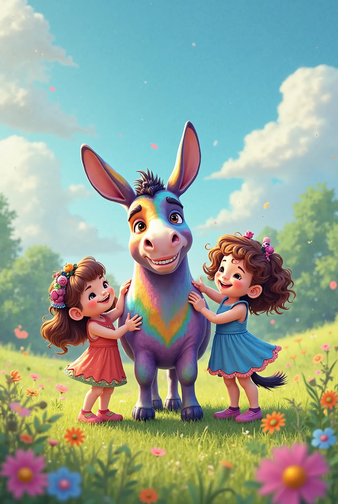 Girls love donkey colourful pictures 