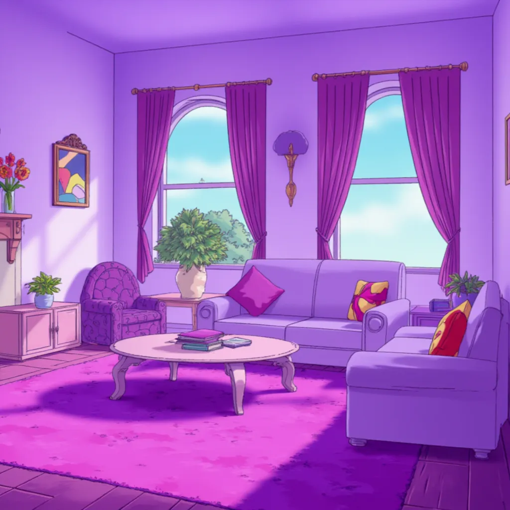 source_anime, of a living room, purple pink carpet,  
,anime style