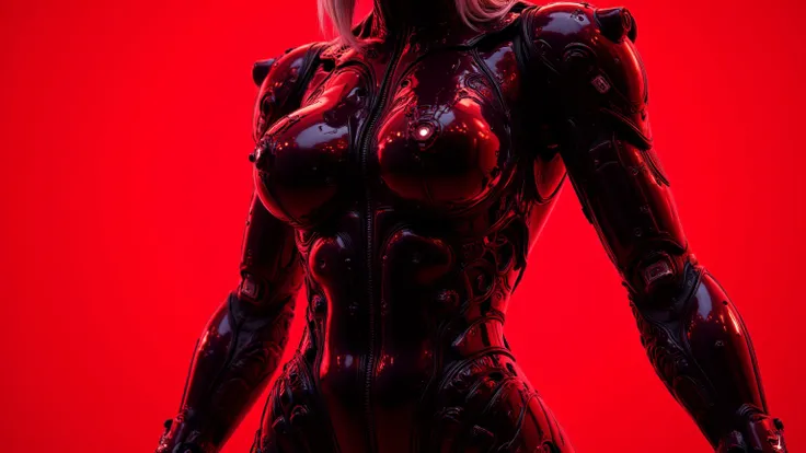 ( Extremely detailed CG uniform 8K wallpaper ),  World's Most Beautiful Artwork  , 1 Girl,  upper body,  dark _fantasy,  cyberpunk, Mechanical wonder, exist,  Cybernetic Guardians , beauty， red background 