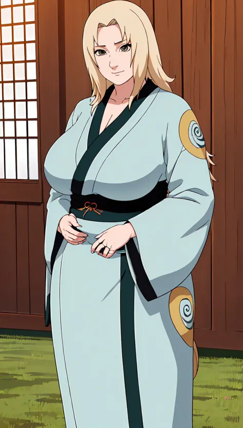 (((1girl))),((alone)), Tsunade senju,(masterpiece), (best quality), (ultra detailed), (best illustration), (best shadow), (absurdities), sharp focus, cowboy photo , looking at the viewer, saggy big breasts, wide hips, medium thighs, round butt, naughty fac...