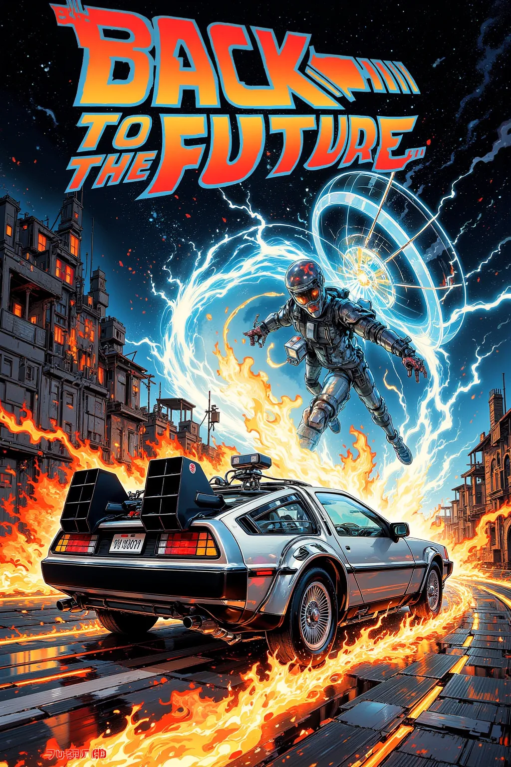 movie( Back to the Future) Deloarian illustration