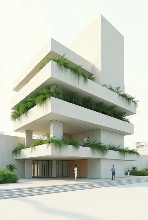 building cut by mathematical plans, not real , that horizontally owned plants symbolize