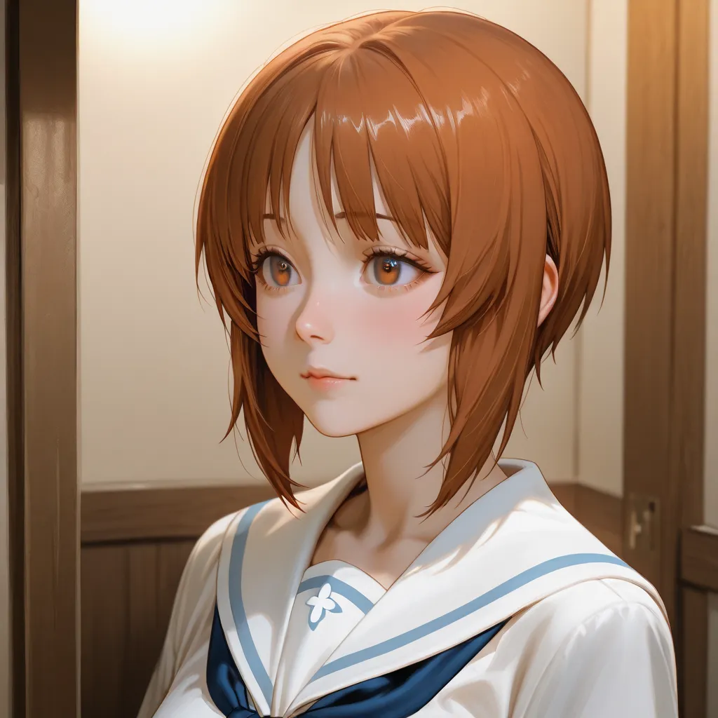 Girls＆ Panzer、Nishizumi_miho,has thick pubic hair、toilets、 school uniform