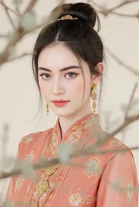 (masterpiece), Chinese brush painting, breathtaking ancient woman, (priest dress), elegant full body pose, (frontal view), highlighted intricate details, vibrant ink strokes, harmonious color palette, showcasing grace and beauty, winning award quality, (sy...