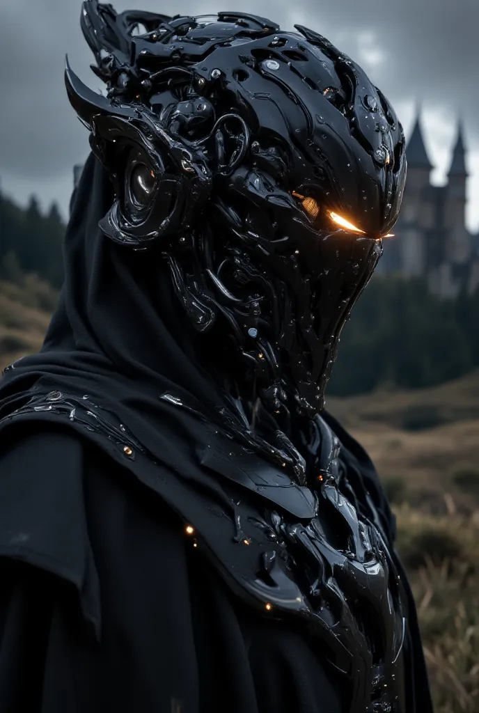 ((realistic)), cinematic shot, movie theatre, See photo , 最high quality, high quality, ( detailed face and eyes :1.1),  A giant knight in black armor, ((complicated helmet)), Face Mask Armor, ((big eyes)), Black sclera, In the countryside,  dark eyes, subs...