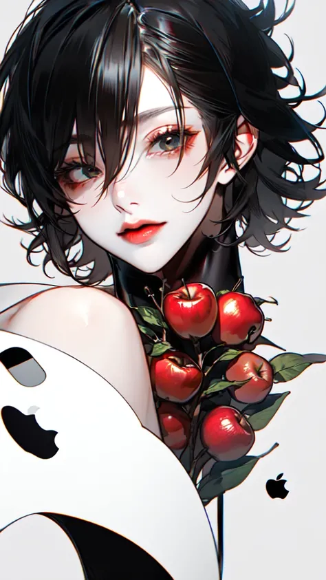 Beautiful Youth,male, beautiful face,short hair, Hair,apple,🍎,