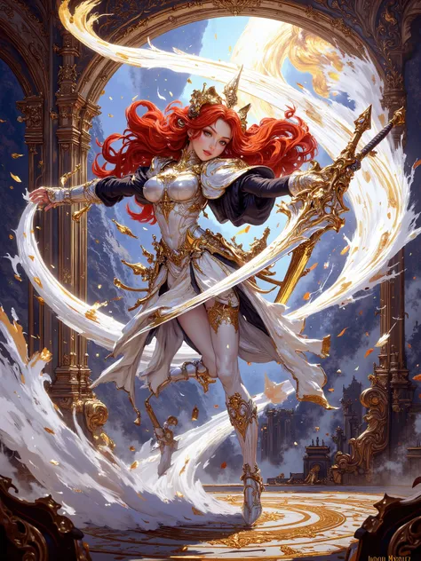 (Masterpiece:1.5,Top Quality:1.3,Amazing Quality:1.3), (Pulsating stance:1.3), (Anime Character), ((nsfw)), Solo, Full Length, Chiara, 1 Girl, ((Sexy cute girl:1.5)), White Skin, Silver Gauntlets, Silver Boots, Western sexy Armor, Shining Clothes, gleaming...