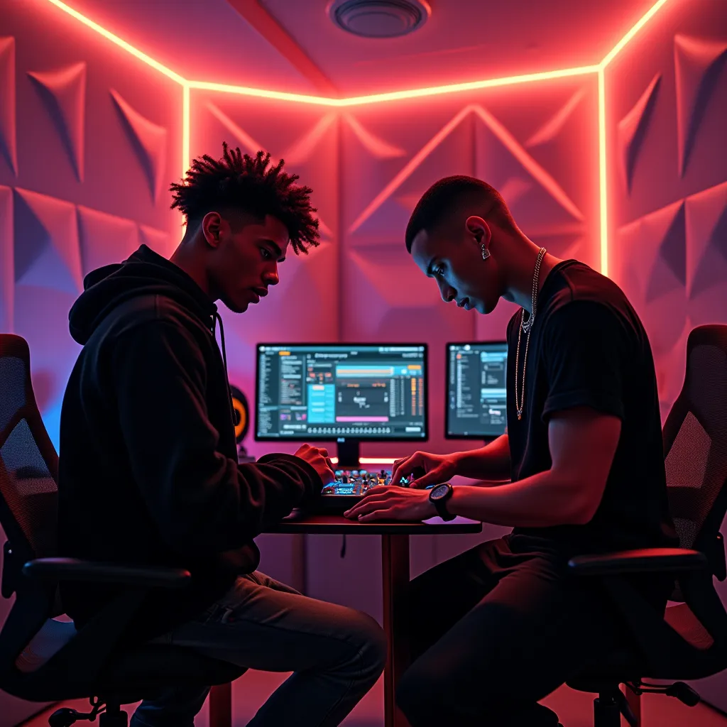 Two trap artists in the studio