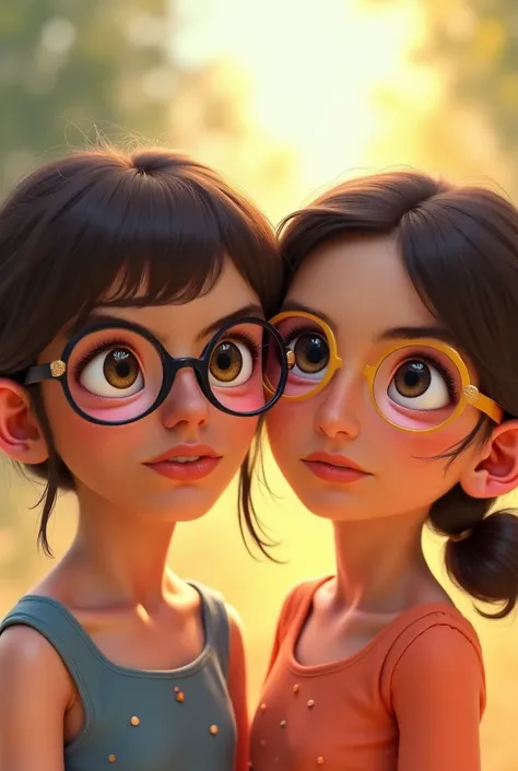 I want to add beautiful glasses for the two girls 