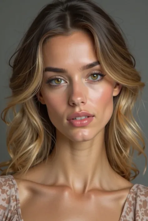 Create a young woman and Beautiful with the following characteristics:

Age:  Between 22 and 25 years old .

face: oval, with raised cheekbones and a delicate chin.

eyes:  large and expressive ,  with long curled lashes . The color can be emerald green, d...