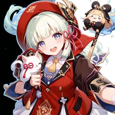 Anime girl holding a cat in a red hat and red jacket,   character art  ,  maple story ガンガール,  Ayaka from Genshin Impact ,  maple story mouse, splash art anime Lori, Edelgard Fire Emblem,  Realistic ,  Ayaka from Genshin Impact ゲーム,  Azur Lane style ,  char...