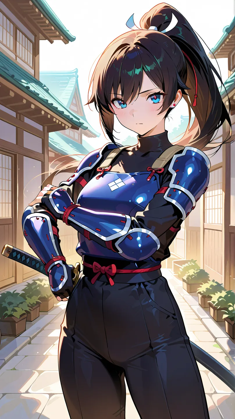  vector art、((female ninja))、female ninja、cute、Beautiful work、Light production,((Highest quality、masterpiece、Highest quality、High resolution、8k、detailed、ultra-detailed:1.3))、dynamic posing,(((((have a katana,black painted scabbard ,one sword :1.3)))))、((((...