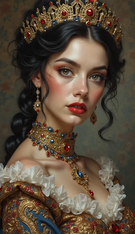 ((( photorealism :1.2))),   Intricate Digital Painting  ,  with   、 victorian 、 The image resolution is professional print questionuality and incorporates 、  The majestic woman   .     classic elements of 。 semi-fictional    ,  Classy makeup ,   posing in ...