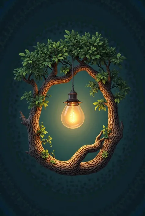 Logo of a lamp hanging from a tree