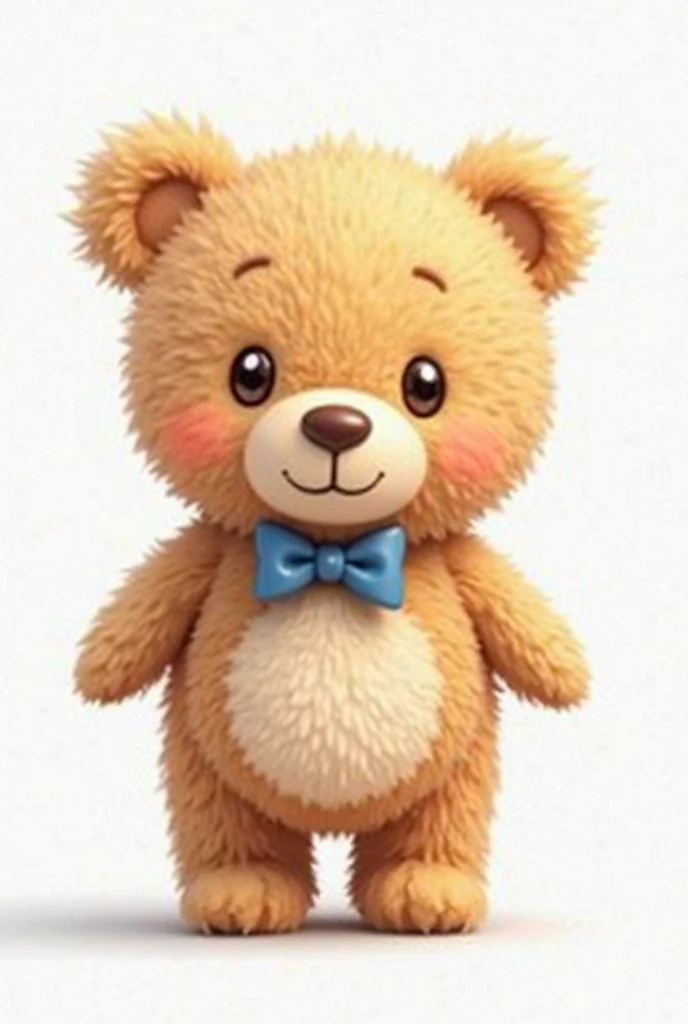 Little caramel bear with details and tie in blue on white background