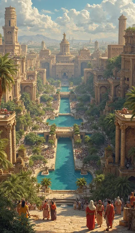 the city of Babylon and the hanging gardens