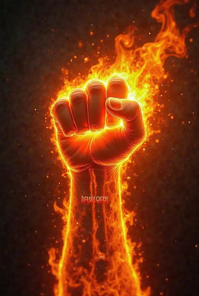 Photorealistic of a fist on fire writes ifarpro