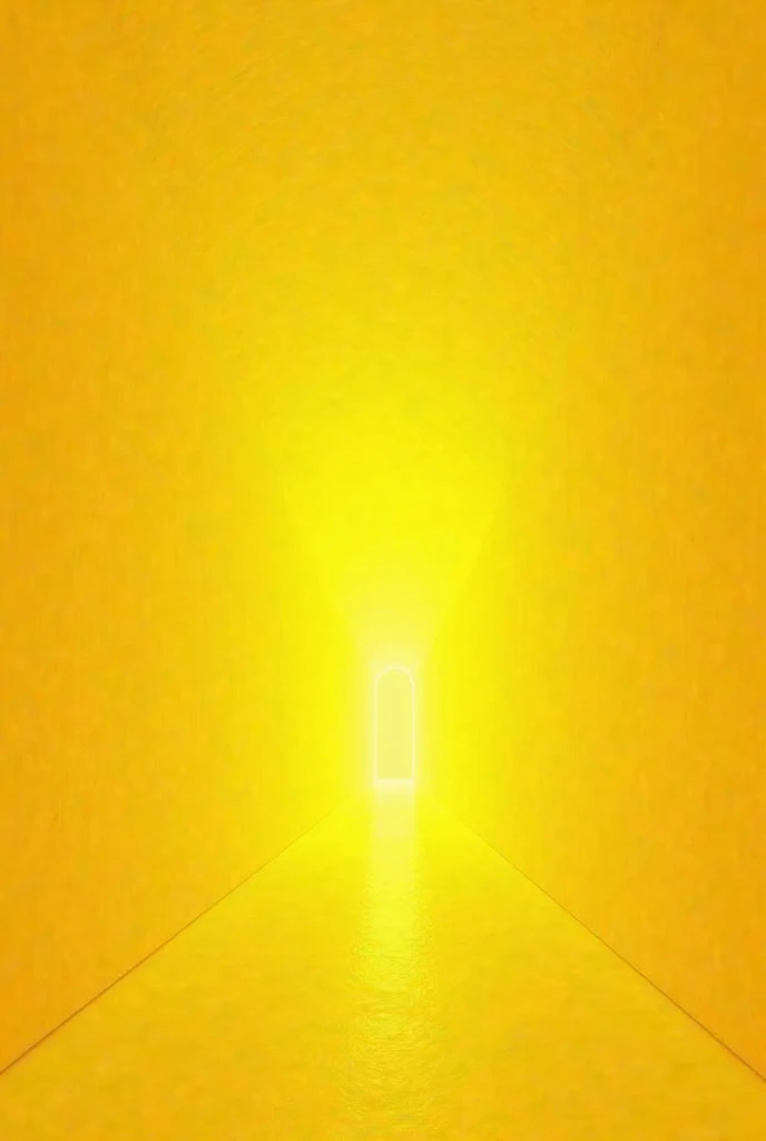 Create an image of an open yellow corridor with the EndlessRoom written on top in black 