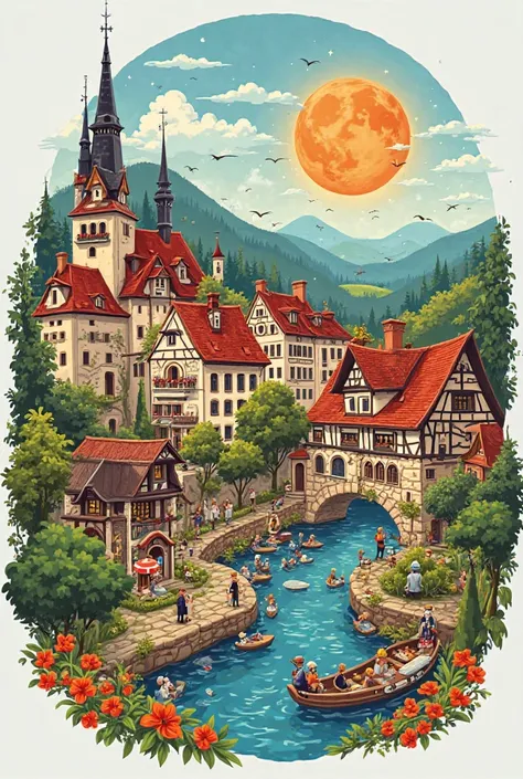 Prompt for the art of the fridge magnet:

"Create an illustration for a fridge magnet that celebrates the rich Germanic culture of Pomerode. Art must combine traditional German elements — such as typical architecture, folk costumes and cultural symbols — w...