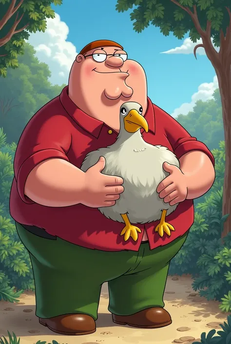 Peter Griffin holding a dodo bird 