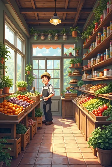 I need a drawing of a grocery store with an area of 20 sq m