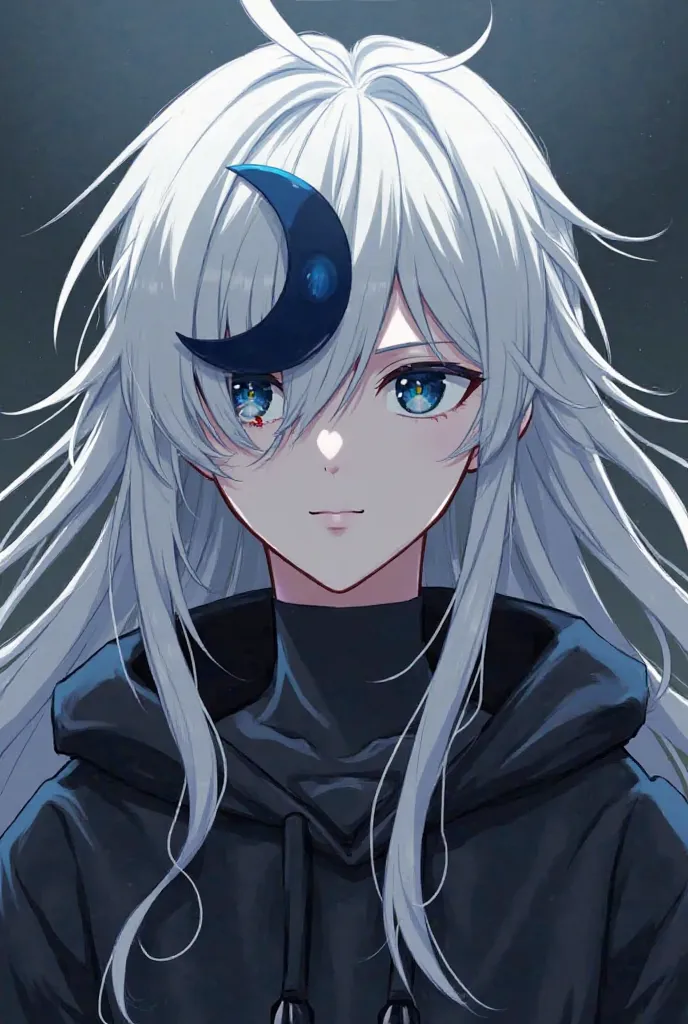 The height of the guy from the anime is 190 cm, he looks 25 years old. He has long silky white hair. He wears a crescent-shaped mask on his face. He has dark blue eyes and pale skin. He also has a crescent-shaped scar on his left eye. He's wearing a black ...