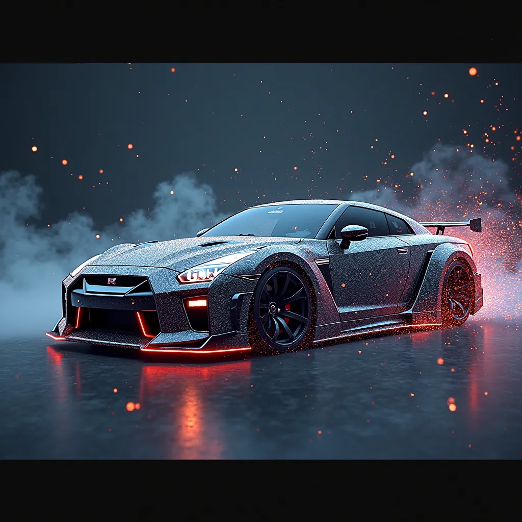 Write "Nissan GT-R" with With chemical elements, like this 