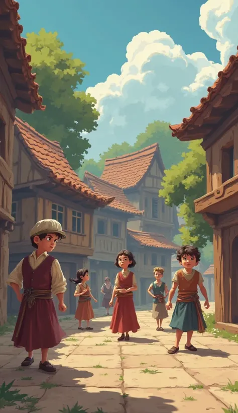 The camera follows the historian’s movements as they notice a villager in the square suddenly begin spinning uncontrollably. The character’s eyes widen with curiosity. As the historian steps closer, the animation style shifts slightly to heighten the sense...