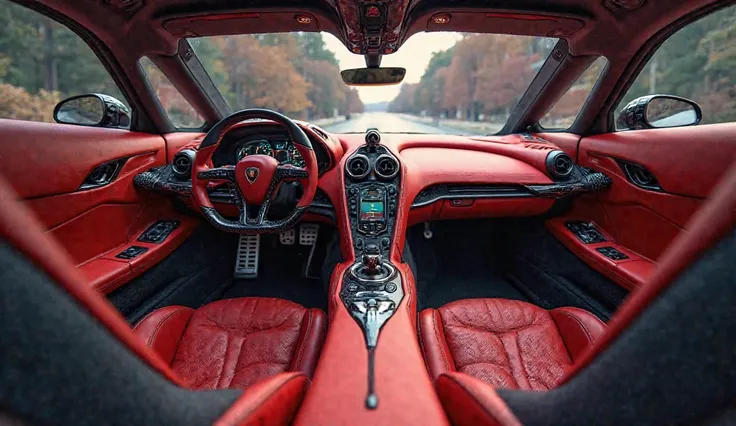 Give me a front view interior of  ( 2026 pagani zonda) with beautiful colour dashboard cabin and luxury seats
Type