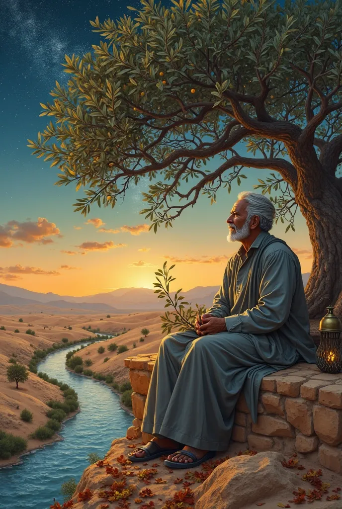 **Portrait of Uncle Saeed**  
Against a backdrop of a golden desert and an indigo sky fading into the soft orange hues of twilight, Uncle Saeid stands tall. His posture is steadfast, like the trunk of an ancient oak tree, its branches stretching toward the...