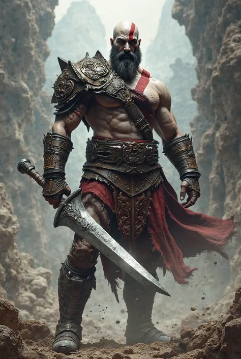 Kratos from god or war, holding his sword. 