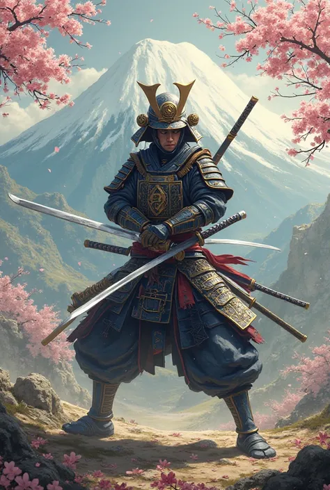 A samurai using 3 sword styles