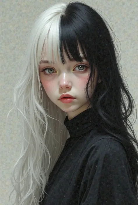 A real white-haired black-haired girl 