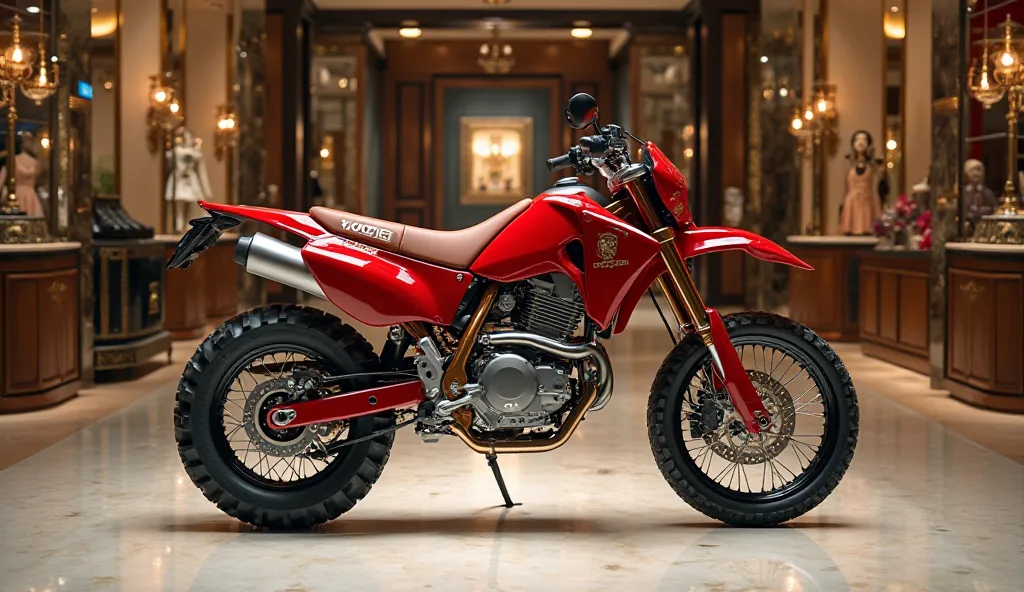 2025 Honda XR600R modified in a luxury look at showroom,Red colour 