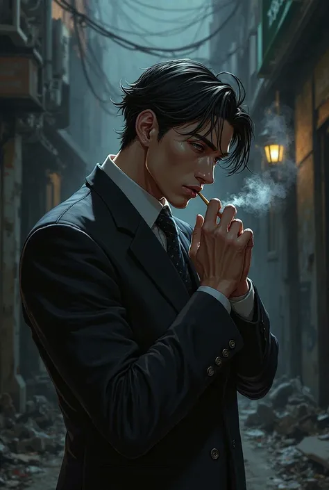 Mafia smoking Turn sideways anime