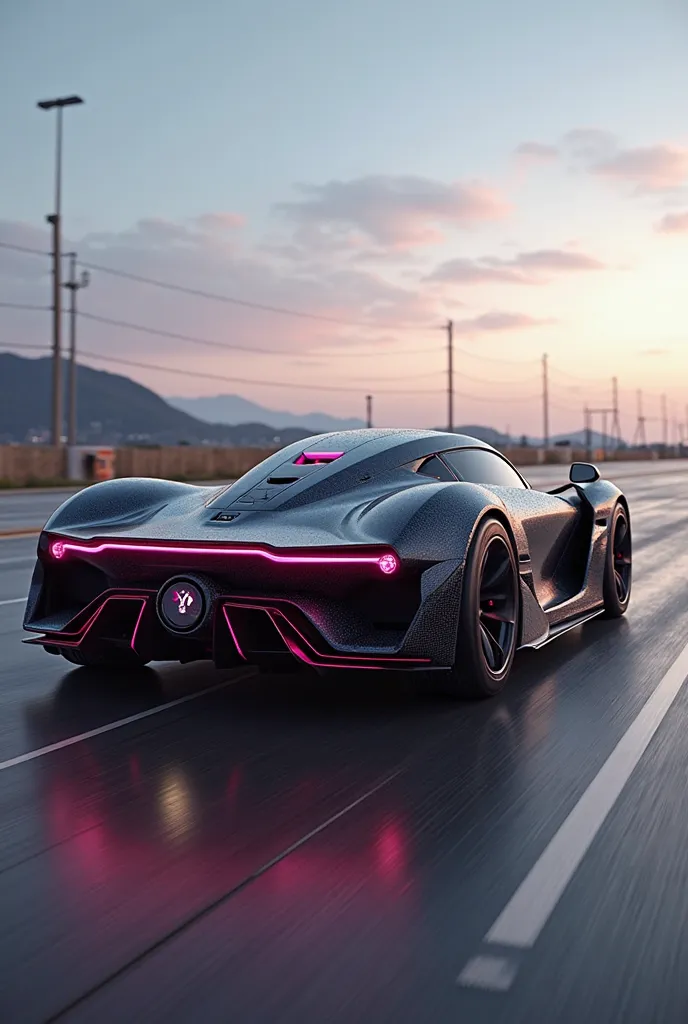 hypercar named Lynx Ester. with a hybrid 8-cylinder engine. 2 seats. full carbon with pink decor. and the rear bumper will be carbon

