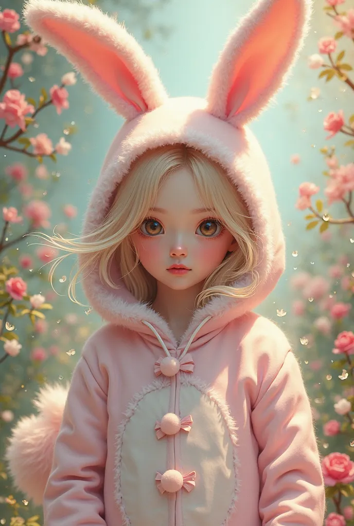 Asian blonde with bunny costume