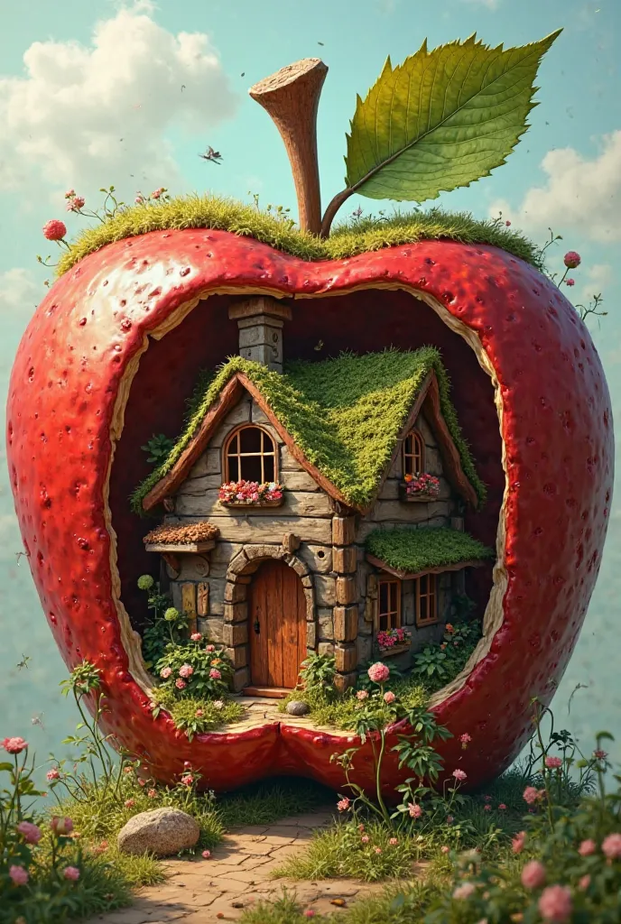 Create a house inside an apple 