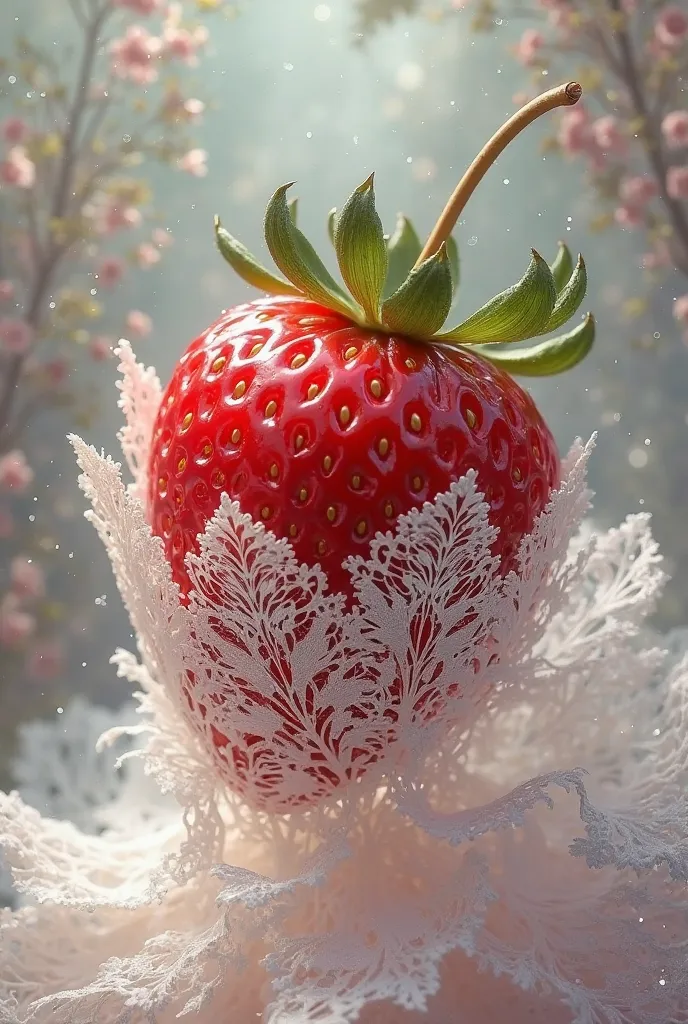 Generate me a strawberry ( ruff ) In extravagant white lace 