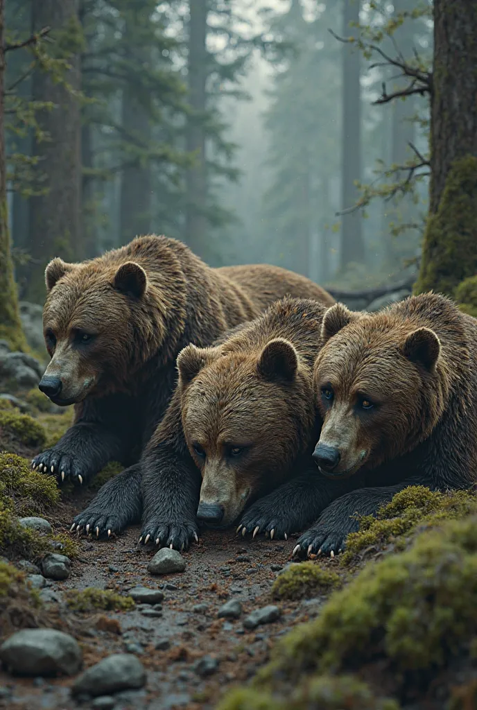 Draw three defeated bears