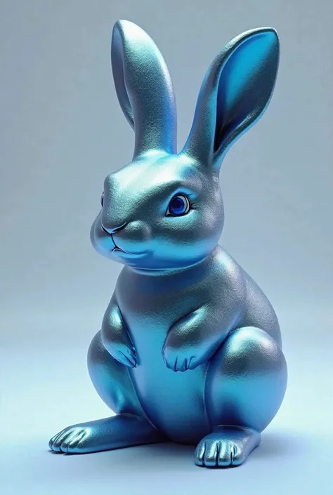 I want an ultra realistic 3d rabbit, in blue, But let it be metallic a metallic color blue