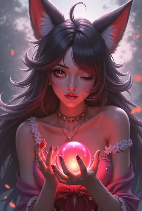 Shush Ahri Winking With Orb At Back
