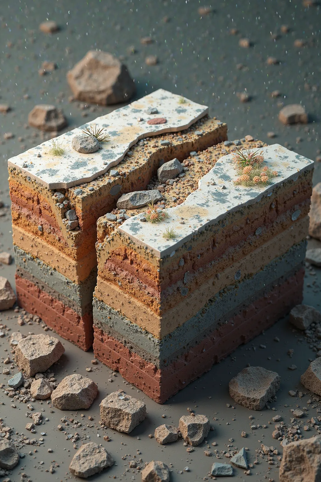  Block that has an inverse fault in 3d, structural geology  