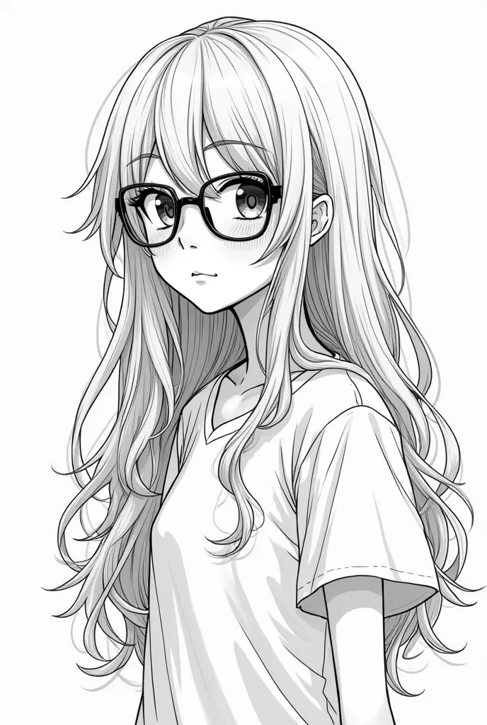 a drawing of a girl with long hair and glasses, lineart inspired by Kaburagi Kiyokata, tumblr, auto-destructive art, black and white manga style, demon slayer rui fanart, detailed manga style, in manga style, clean lineart, anime moe artstyle, line art!!, ...