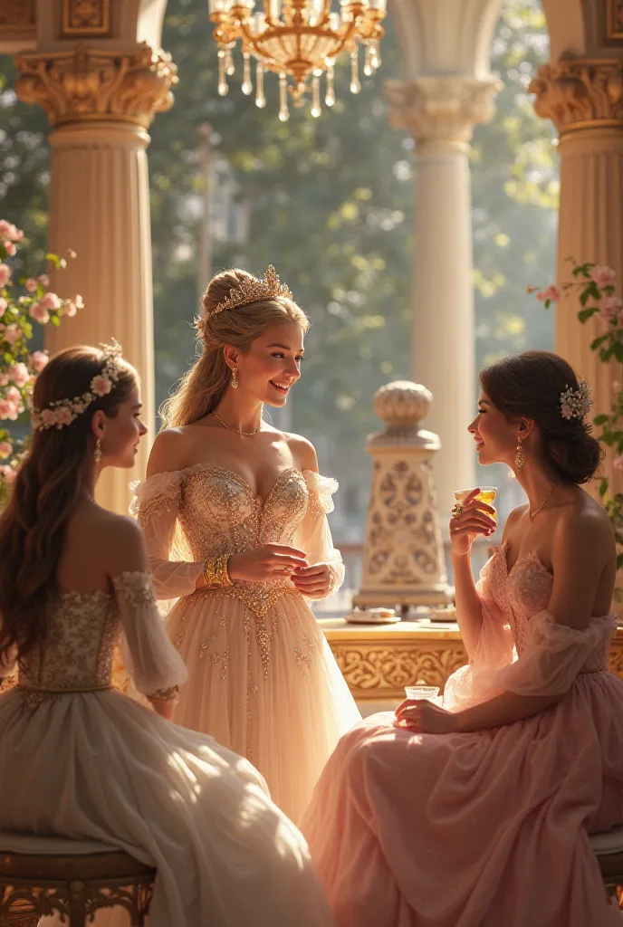 A princess enjoy in her palace with her friends 